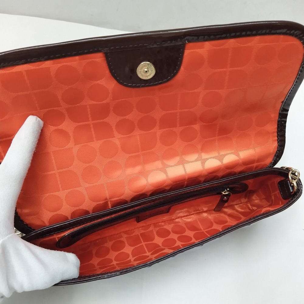 Kate Spade New York Orange Brown Patent Leather Chain Strap Hobo Shoulder Bag - Picture 10 of 16